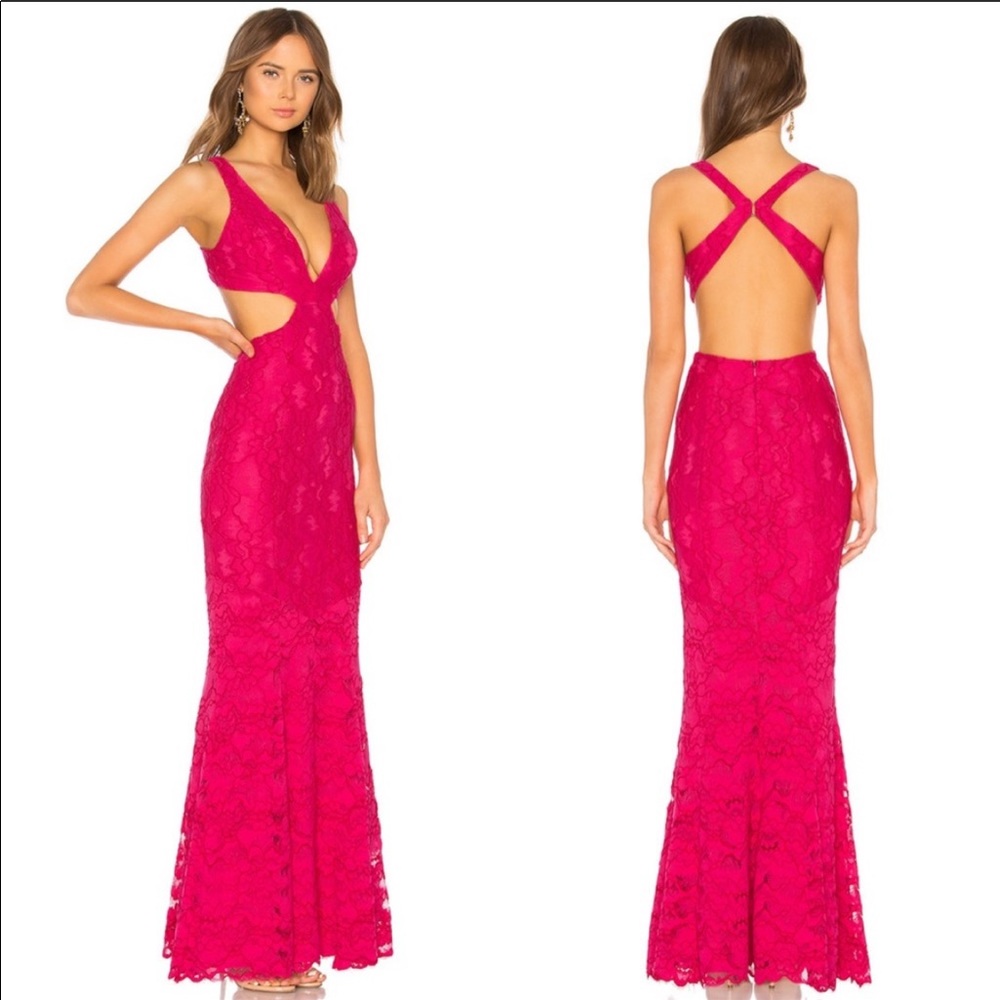 lovers + friends gown Eliot Hot Pink